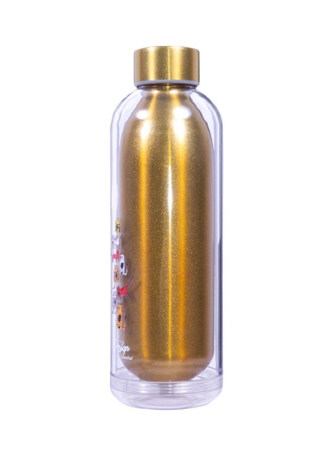 Cats Printed Water Bottle Gold/Clear/White 23x8x8cm