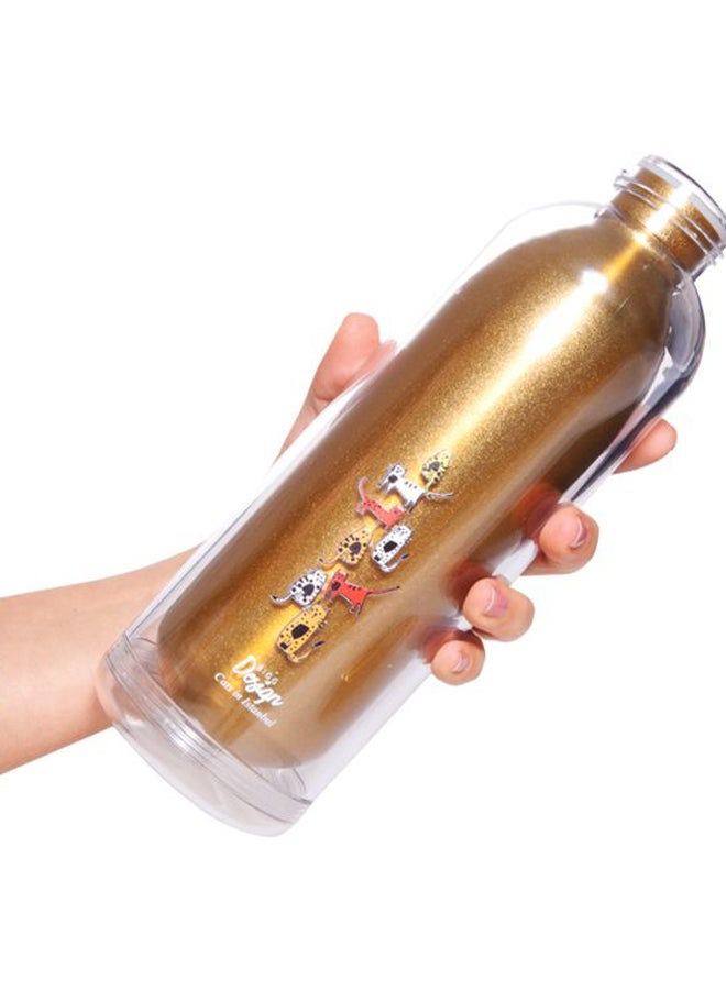 Cats Printed Water Bottle Gold/Clear/White 23x8x8cm