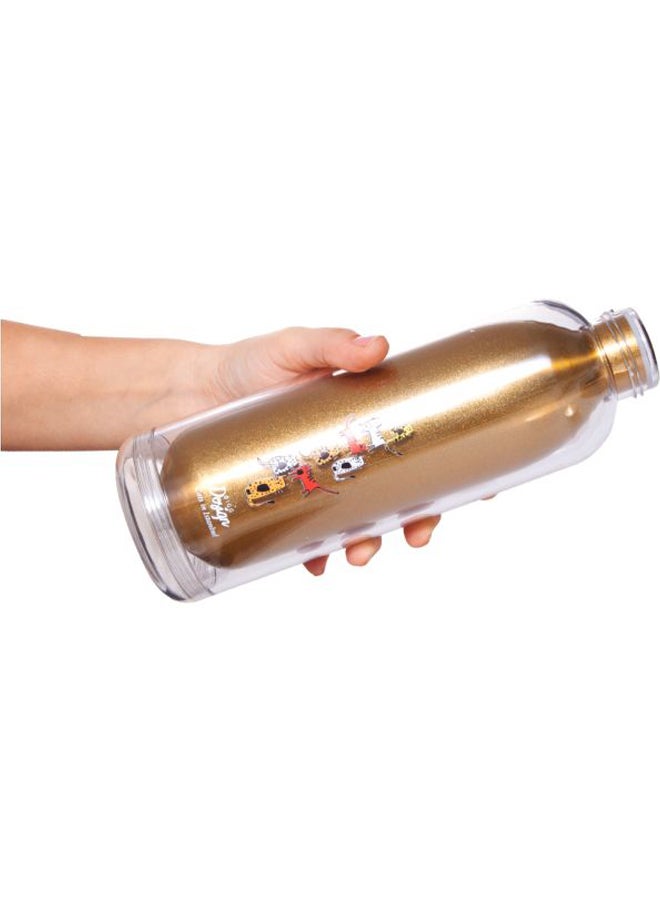 Cats Printed Water Bottle Gold/Clear/White 23x8x8cm