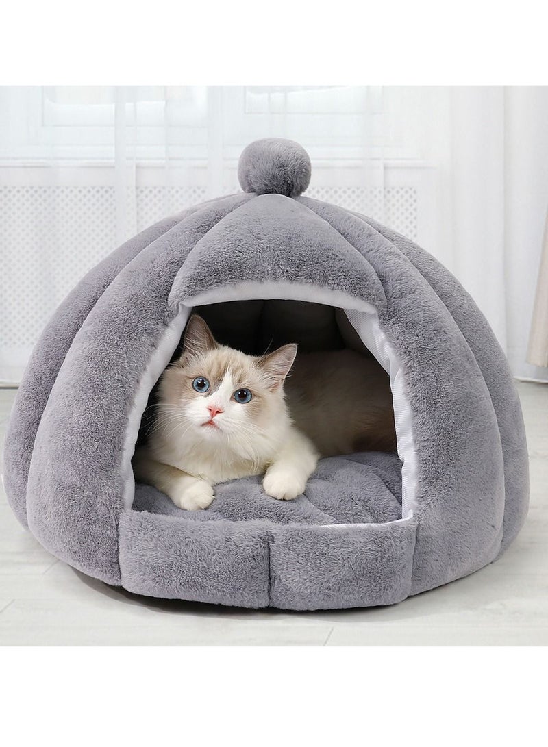 Indoor Dog House Warm Soft Pet Bed Tent Modeling Kennel Cat with Removable Cushion Suitable for Small and Medium-Sized Dogs Cats（Brown）