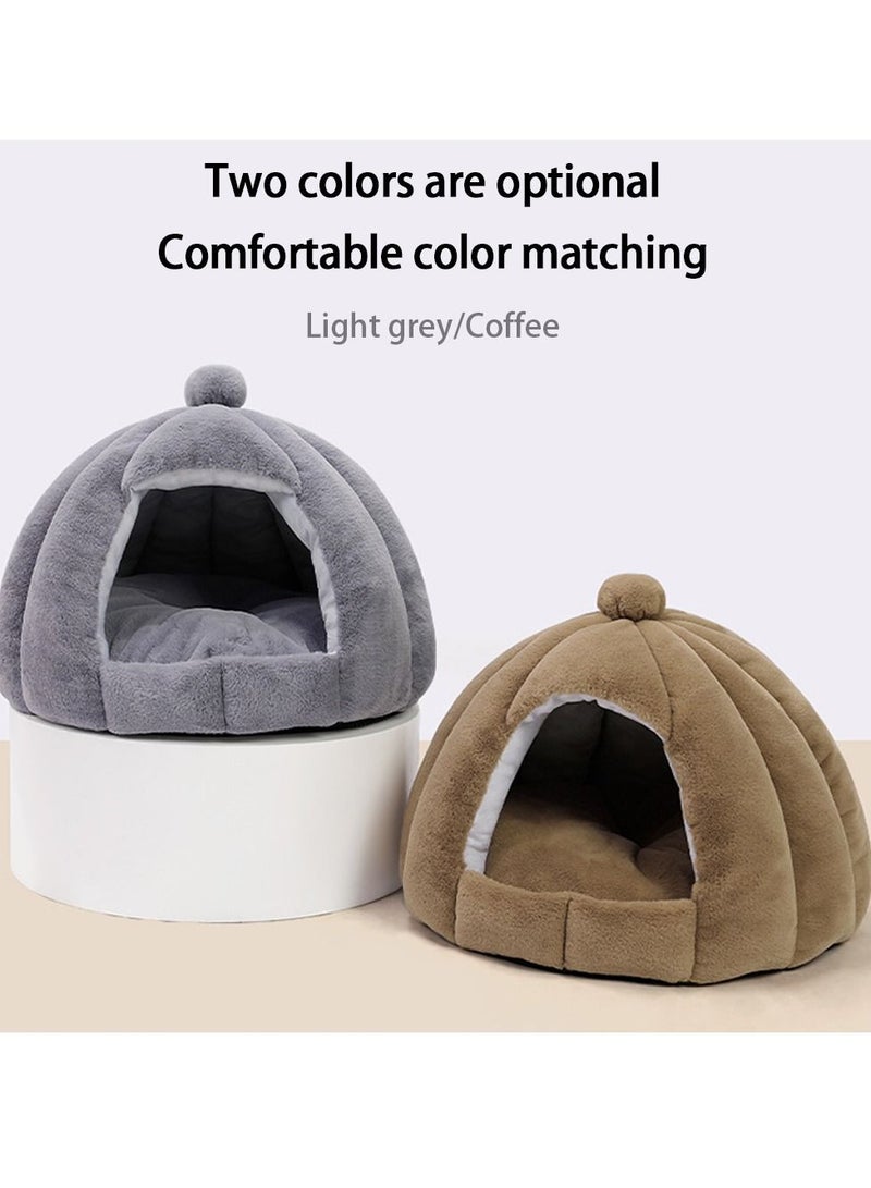 Indoor Dog House Warm Soft Pet Bed Tent Modeling Kennel Cat with Removable Cushion Suitable for Small and Medium-Sized Dogs Cats（Brown）