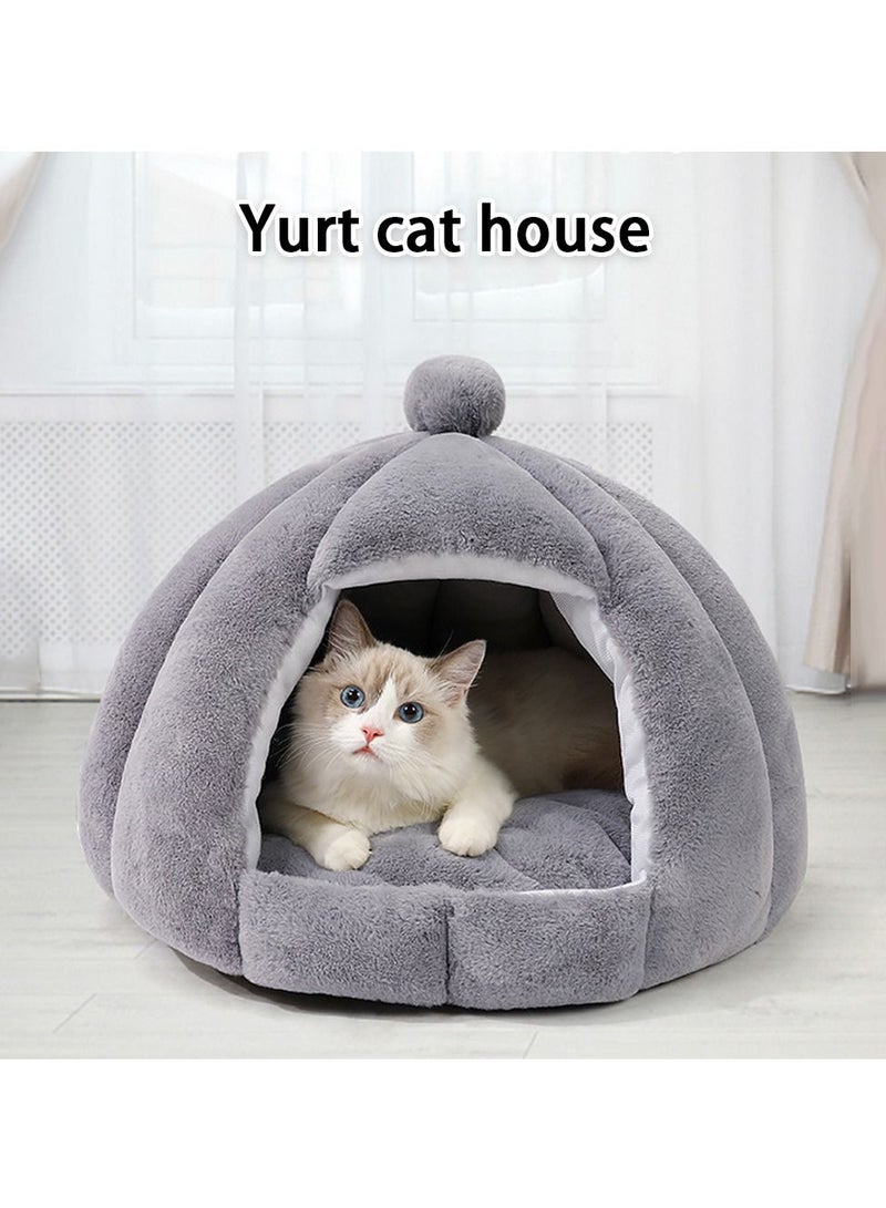 Indoor Dog House Warm Soft Pet Bed Tent Modeling Kennel Cat with Removable Cushion Suitable for Small and Medium-Sized Dogs Cats（Brown）