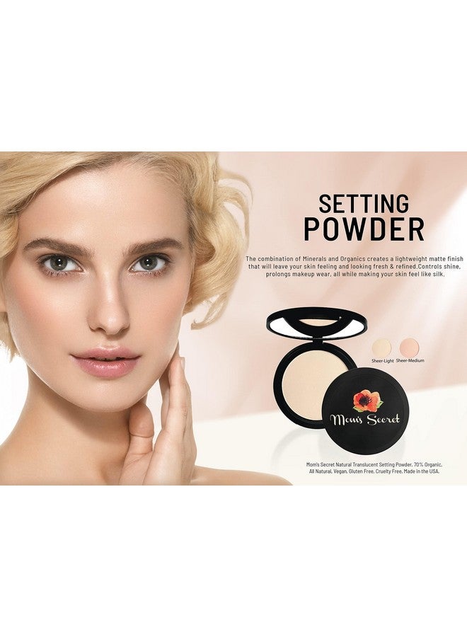 Natural Translucent Setting Powder 70% Organic Vegan Gluten Free Cruelty Free Made In The Usa 0.42 Oz. (Sheer Light)