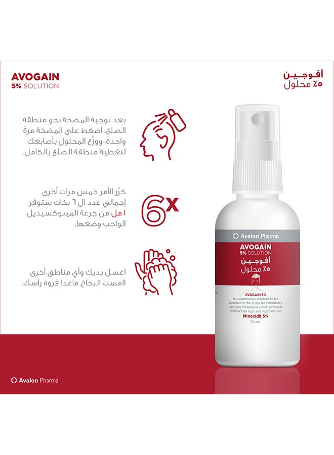 Avogain 5% Spray Solution For Men Clear 50ml