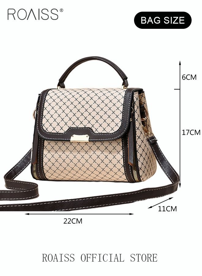 Shoulder Tote Bags for Women Top Handle Satchel Ladies Fashion Office Casual Handbags Large Capacity PU Material Stylish Grid Decoration