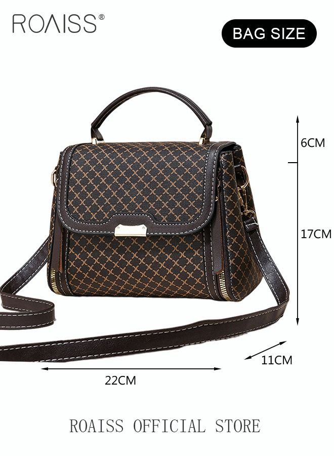 Shoulder Tote Bags for Women Top Handle Satchel Ladies Fashion Office Casual Handbags Large Capacity PU Material Stylish Grid Decoration