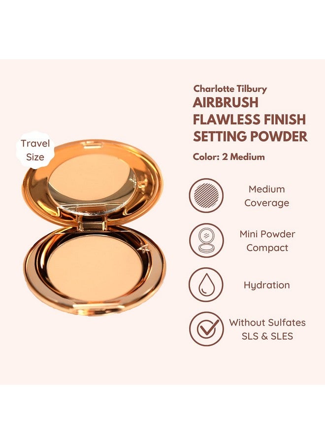 Mini Airbrush Flawless Finish Setting Pressed Compact Makeup Face Powder For Women 2 Medium