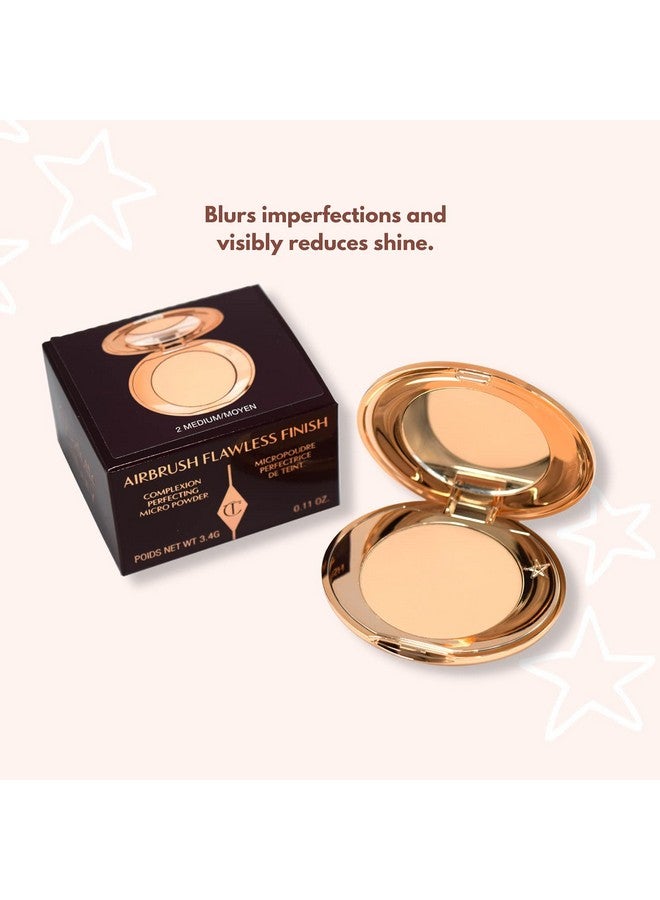 Mini Airbrush Flawless Finish Setting Pressed Compact Makeup Face Powder For Women 2 Medium