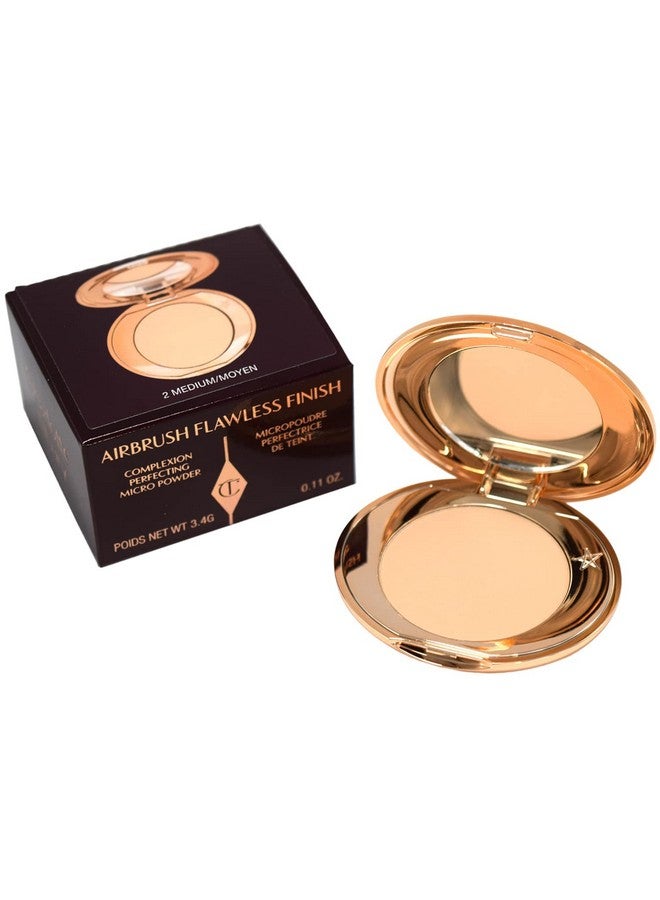 Mini Airbrush Flawless Finish Setting Pressed Compact Makeup Face Powder For Women 2 Medium