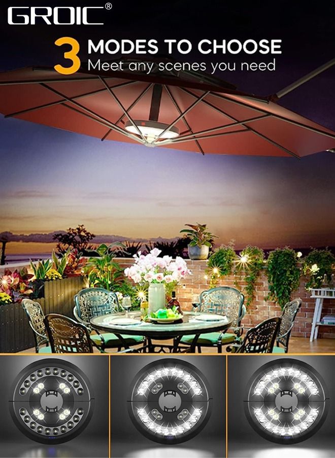 Camping Lamp, Outdoor Patio Umbrella Light 3 Brightness Modes Cordless 28 LED Lights-4 x AA Battery Operated,Umbrella Pole Light for Tent Umbrellas,Camping Tents or Outdoor Use, Umbrella Tent Lamp