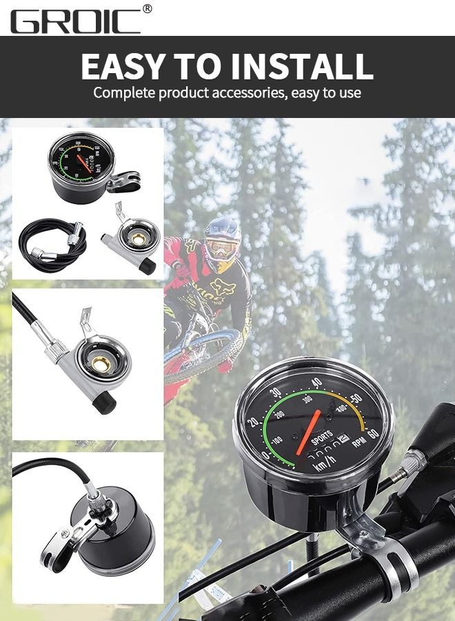 Bike Speedometer, Bicycle Tricycle Mechanical Odometer Speedometer, Mechanical Bike Computer for 26, 27.5, 28, 29 Inch Bikes,Bicycle Accessories