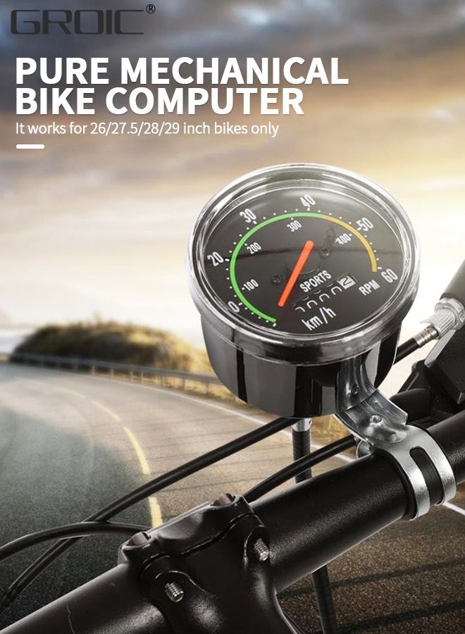 Bike Speedometer, Bicycle Tricycle Mechanical Odometer Speedometer, Mechanical Bike Computer for 26, 27.5, 28, 29 Inch Bikes,Bicycle Accessories