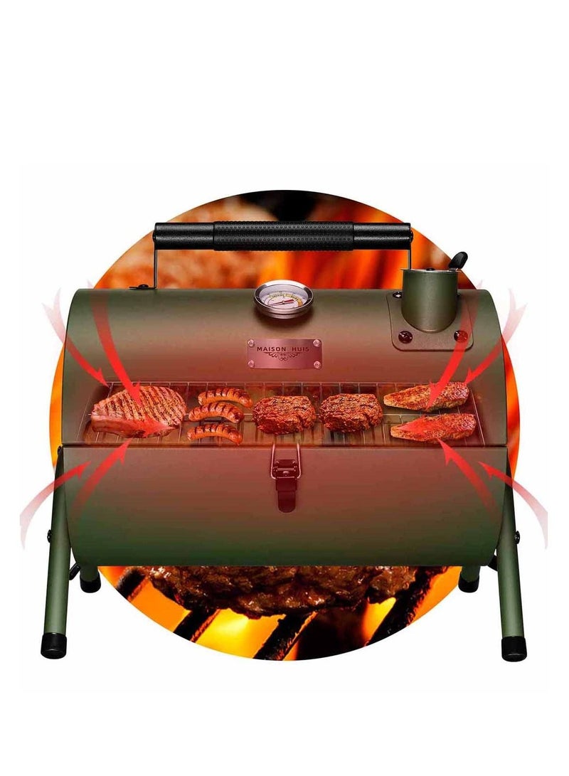 Portable Charcoal Grill Mini Small BBQ Smoker Grill for Outdoor Cooking Camping and Picnic Green