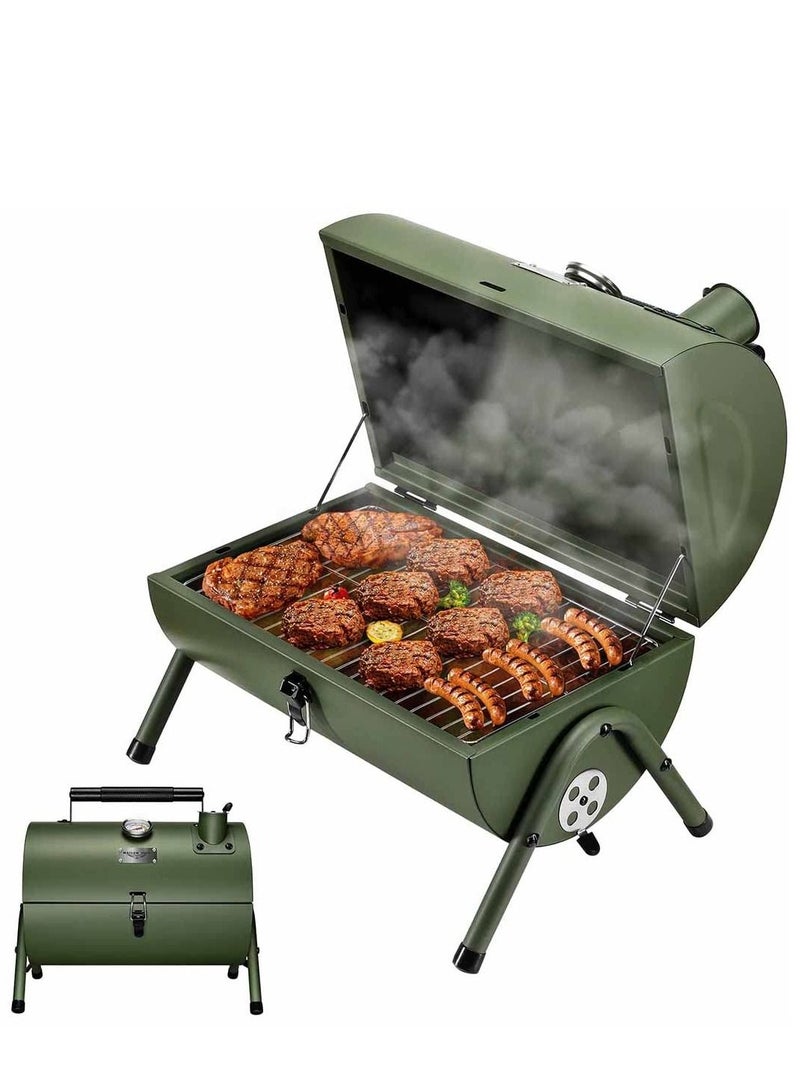 Portable Charcoal Grill Mini Small BBQ Smoker Grill for Outdoor Cooking Camping and Picnic Green