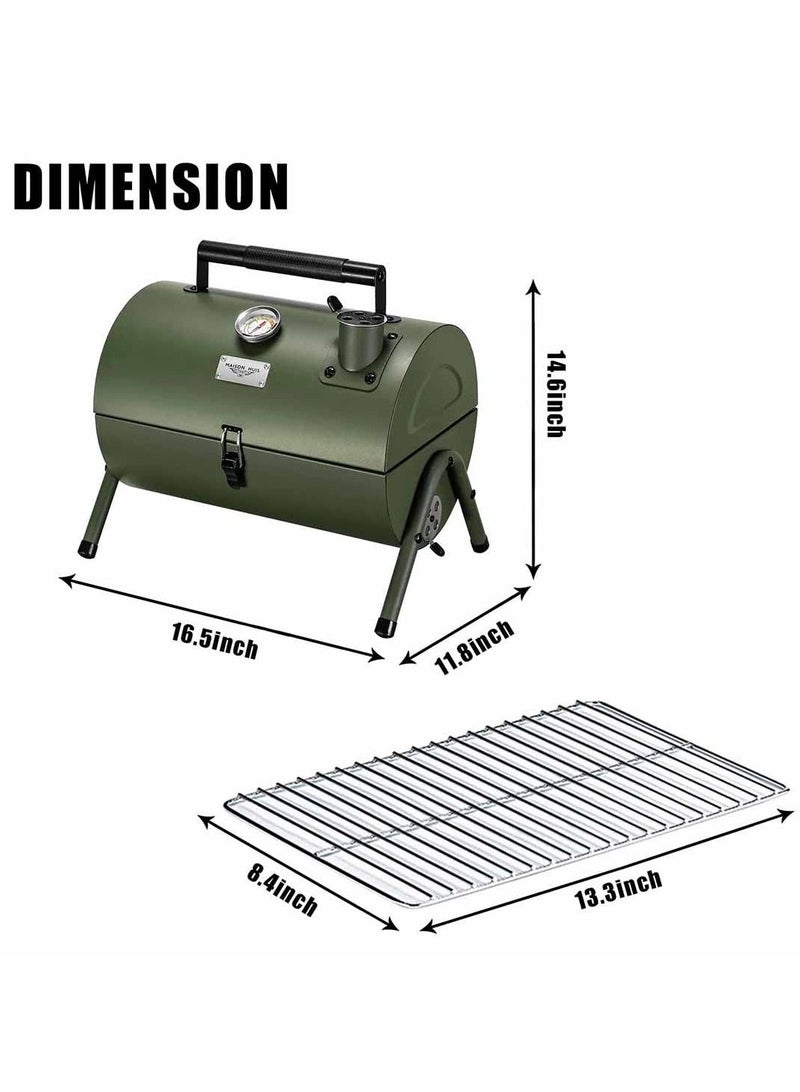 Portable Charcoal Grill Mini Small BBQ Smoker Grill for Outdoor Cooking Camping and Picnic Green