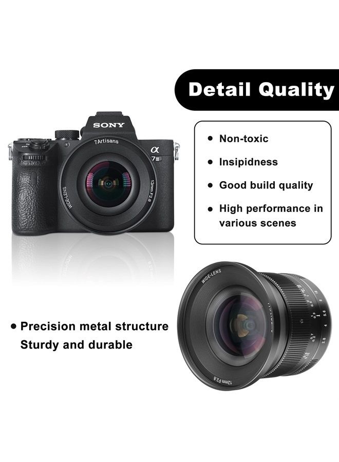 7 Artisans 12mm F2.8 Mark Ⅱ Ultra Wide Angle APS-C Manual Focus Prime Lens Compatible for Sony E-Mount Mirrorless Cameras A6500 A6300