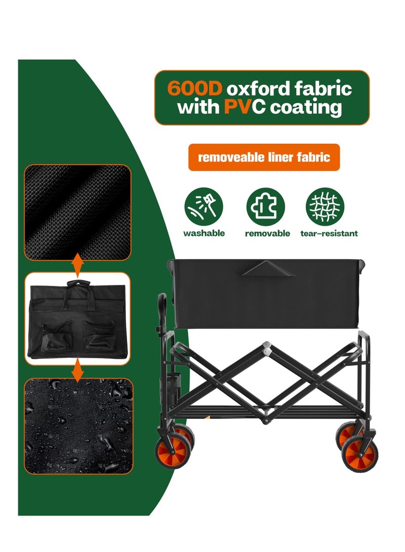 Camping Trolley, Collapsible Folding Wagon, Heavy Duty Utility Beach Wagon Cart, Outdoor Camping Wagon, Garden cart Collapsible Folding Wagon Portable Beach Wagon Utility Shopping Cart