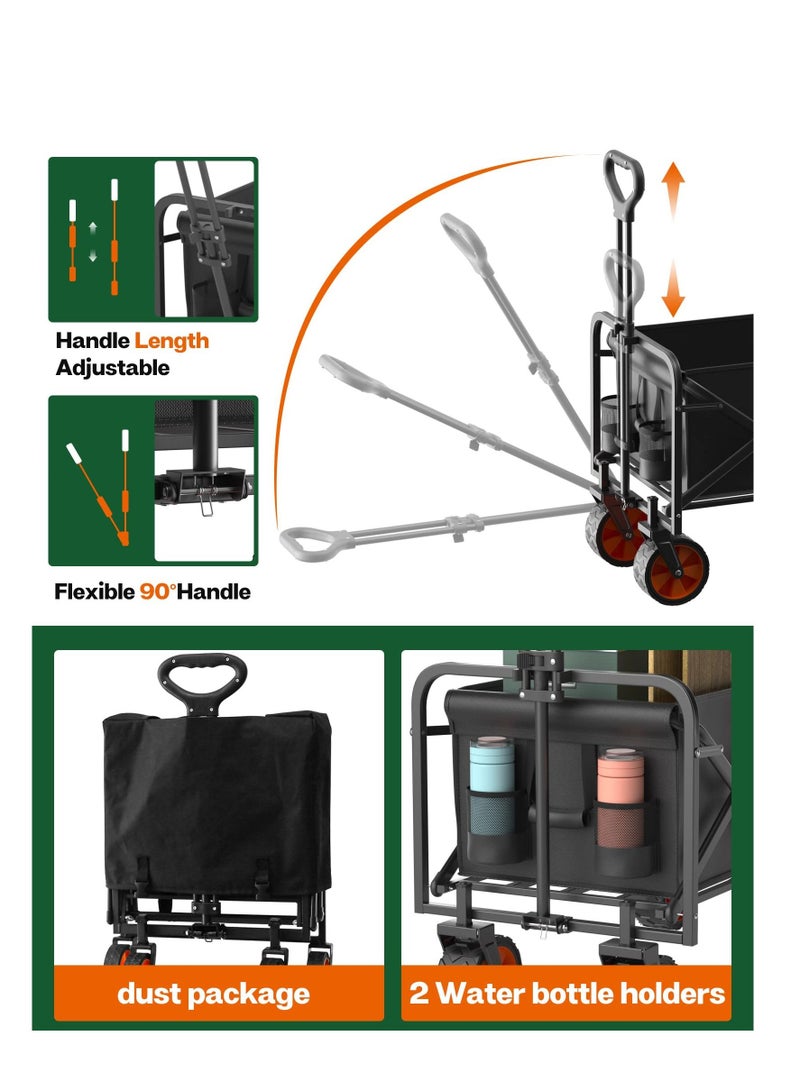 Camping Trolley, Collapsible Folding Wagon, Heavy Duty Utility Beach Wagon Cart, Outdoor Camping Wagon, Garden cart Collapsible Folding Wagon Portable Beach Wagon Utility Shopping Cart
