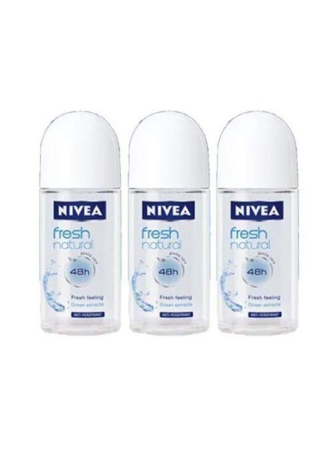 Nivea Fresh Natural 48 Hours Deodorant Roll On 50 Ml. 3 Pack L