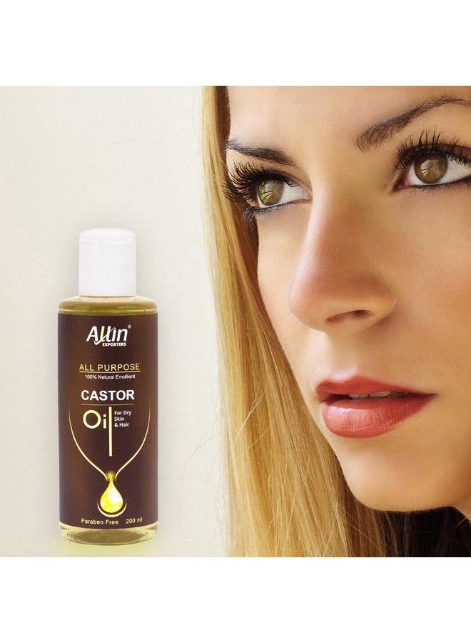 Castor Oil 100% Natural & Pure Cold Pressed Base Carrier Oil For Hair Growth Skin Care Dry Skin Moisturising Nails & Eyelash (200 Ml)
