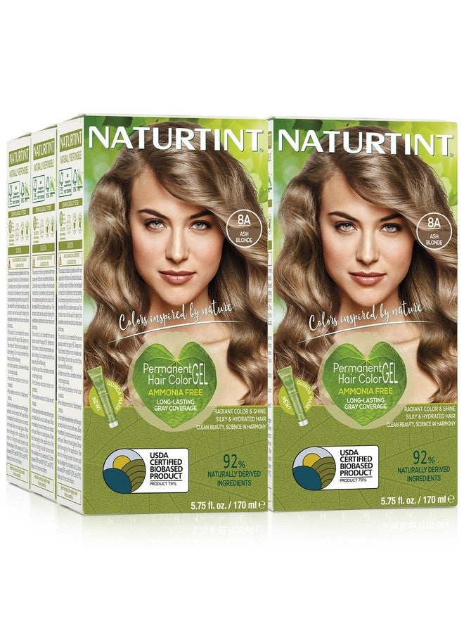 Permanent Hair Color 8A Ash Blonde (Pack Of 6) Ammonia Free Vegan Cruelty Free Up To 100% Gray Coverage Long Lasting Results