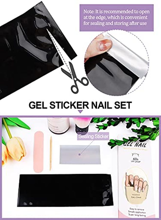 20Pcs Semi Cured Gel Nail Polish Strips, Gradient Pink Adhesive Full Wrap Gel Nail Art Sticker, Waterproof Gel Nail Wrap Stickers With Nail File And Stick?Uv/Led Lamp Required?