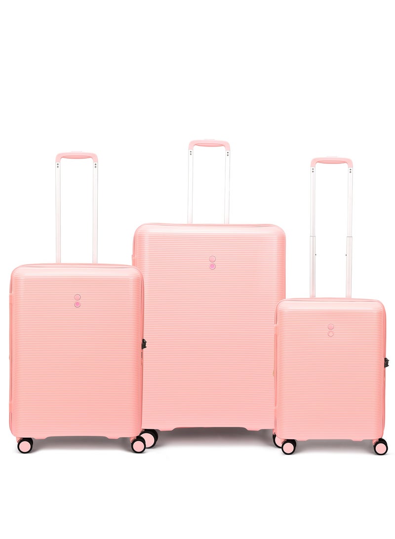 Echolac Forza 55+65+75cm Hardcase 4 Double Wheel Expandable Cabin & Check-In Luggage Trolley Set Passion Pink