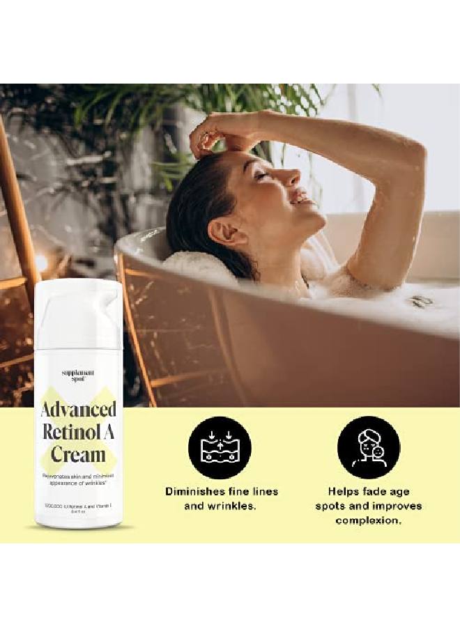Advanced Retinol A Cream Retinol Moisturizer Cream w; Vitamin E Coconut & Almond Oil Retinol Daily AntiAging Cream for Face Best Retinol Cream for Smoother Looking Skin (3.4 oz)