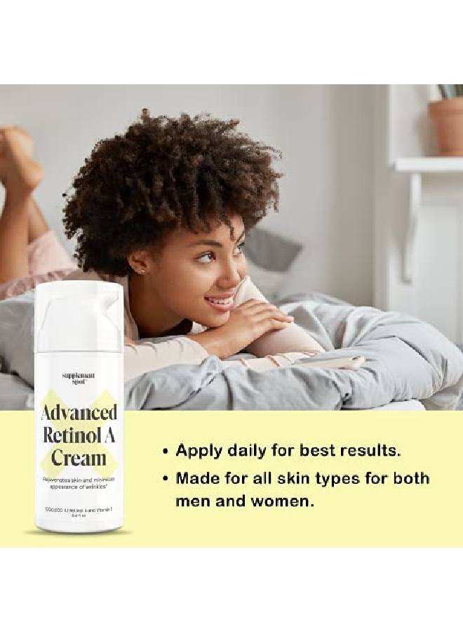 Advanced Retinol A Cream Retinol Moisturizer Cream w; Vitamin E Coconut & Almond Oil Retinol Daily AntiAging Cream for Face Best Retinol Cream for Smoother Looking Skin (3.4 oz)
