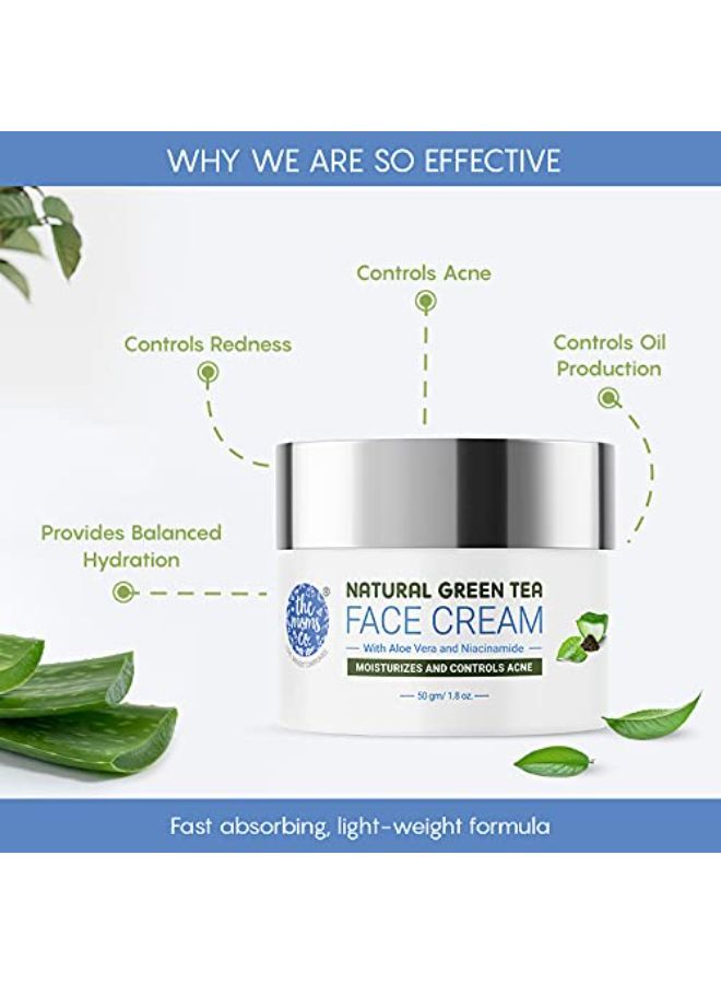 Natural Green Tea Face Cream L Light Weight L Non-Greasy L Hydration L Controls Acne & Redness L Green Tea L 50 Gms