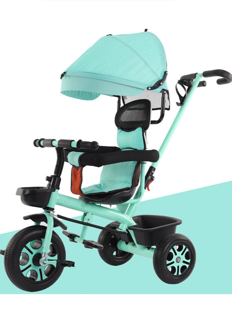 Kids Tricycle with Push Bar 3 Wheel Bicycle Kids Riding Tricycle for Boys and Girls Green