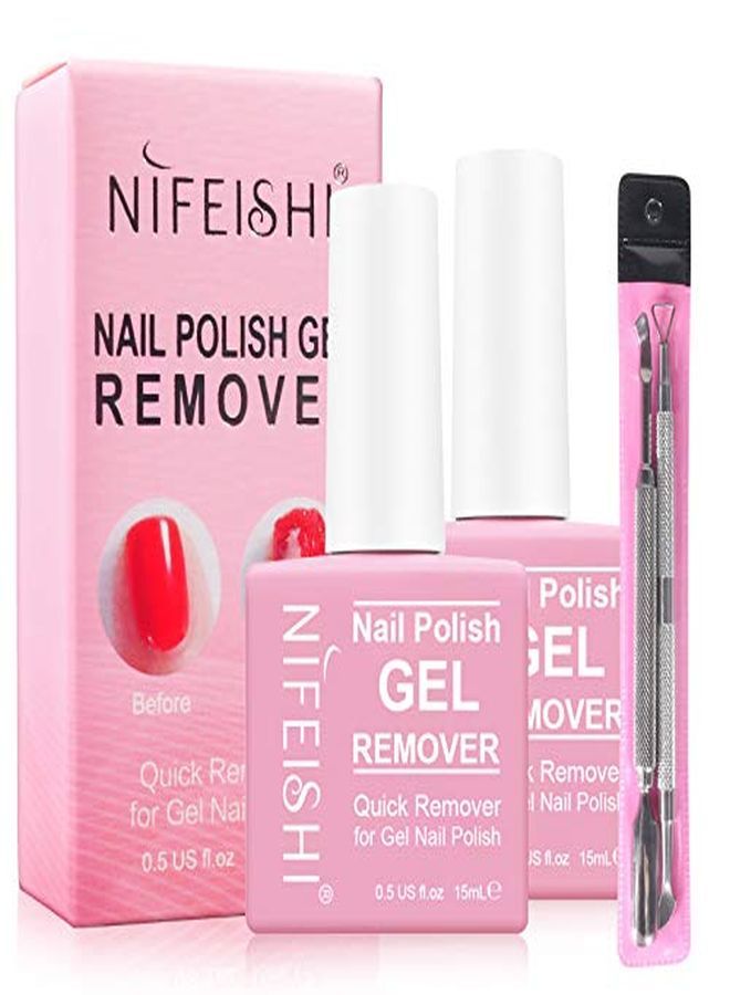 Polish Remover (2Pcs) Magic Nail Polish Remover Kit Professional Removes Soakoff Gel Nail Polish And Uv Art Nail Lacquer Don'T Hurt Your Nails 15Ml