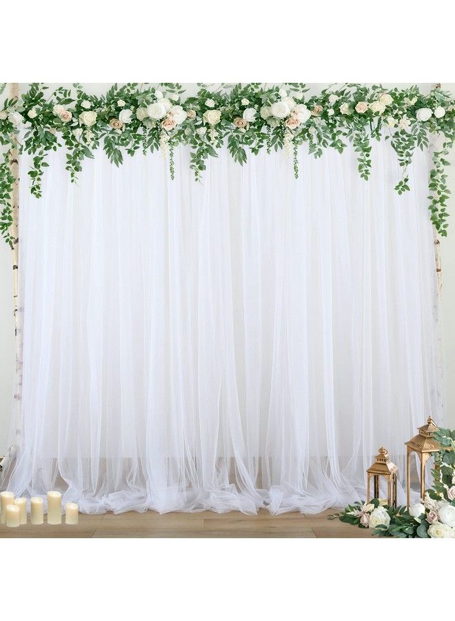 White Sheer Backdrop Curtains Tulle Backdrop Curtain For Parties Wedding White Curtain Backdrop For Birthday Party Baby Shower Photos Background Drape 20Ft X 8Ft(5Ft X 8Ft 4 Panels)