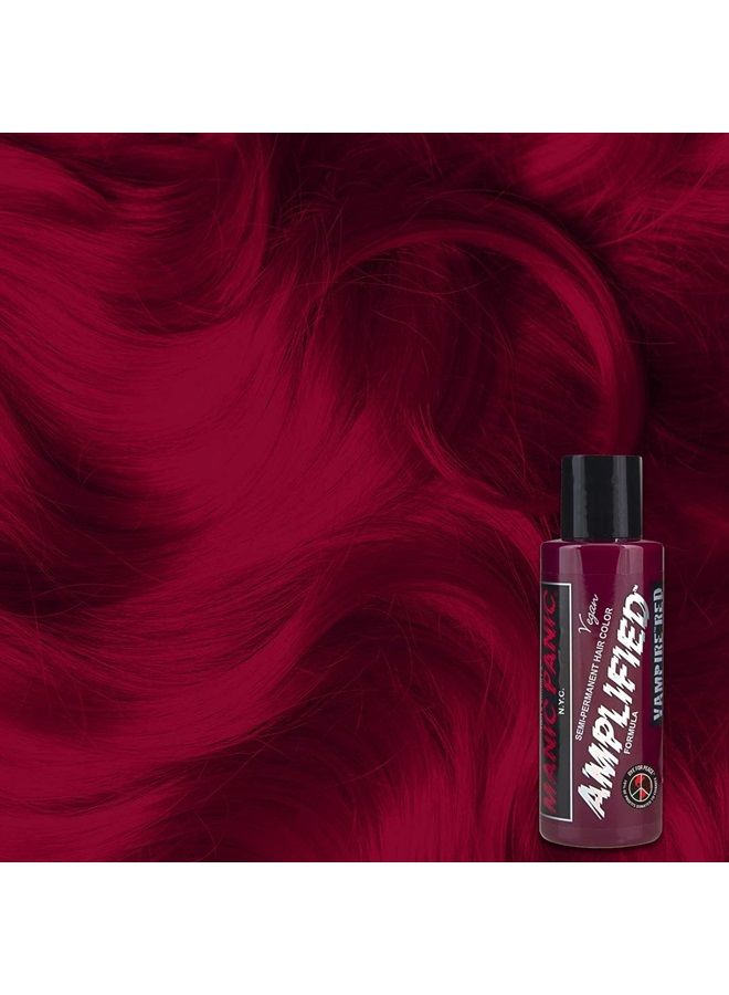 Vampire Red Hair Color - Amplified - (2PK) Semi Permanent Hair Dye - Deep Blood Red Color Can Give Burgundy Tones To Unbleached Hair - For Dark, Light Hair - Vegan, PPD & Ammonia Free