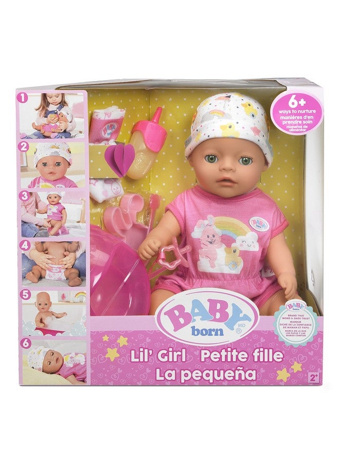 14” Interactive Lil Girl Baby Doll Green Eyes. Easy For Small Hands, 6+ Ways To Nurture, Includes Bottle, Potty And More, For Toddlers 2 Years & Up,918353C3