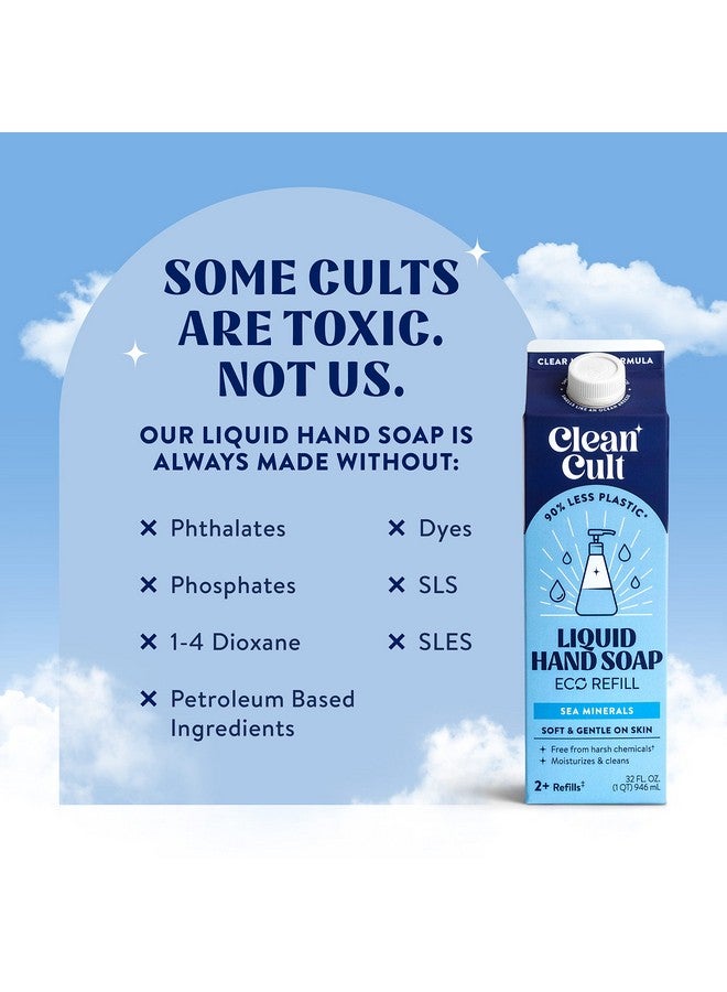 Leancult Liquid Hand Soap Refills (32Oz 3 Pack) Hand Soap That Nourishes & Moisturizes Liquid Soap Free Of Harsh Chemicals Paper Based Eco Refill Uses 90% Less Plastic Sea Minerals