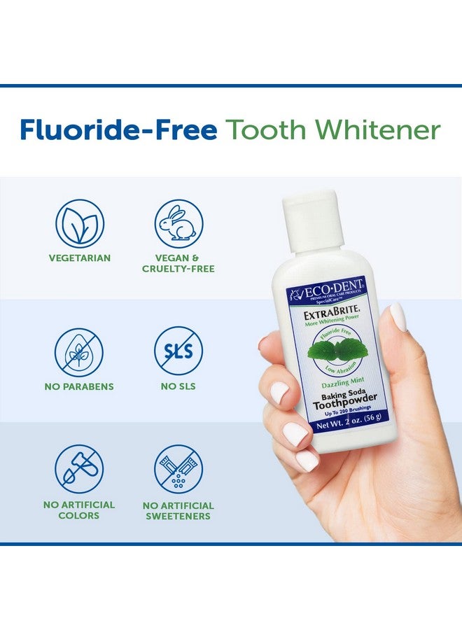 Codent Extrabrite Baking Soda Toothpowder Mint Fluoridefree Toothpaste Powder Slsfree Tooth Powder With Oxidizing Calcium Peroxide Whitening Toothpaste Alternative 2 Oz Ea (Pack Of 2)