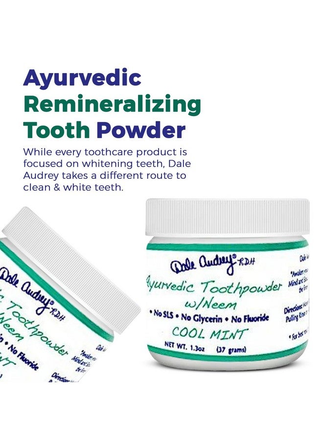 Ale Audrey Ayurvedic Remineralizing Toothpowder For Sensitive Teeth ; Refreshing Cool Mint Flavor Teeth Whitening And Fresh Breath ; Natural Tooth Powder For Gums And Bad Breath (1.3 Oz)