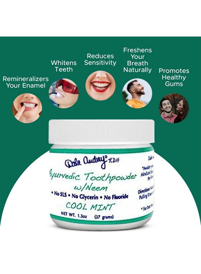 Ale Audrey Ayurvedic Remineralizing Toothpowder For Sensitive Teeth ; Refreshing Cool Mint Flavor Teeth Whitening And Fresh Breath ; Natural Tooth Powder For Gums And Bad Breath (1.3 Oz)