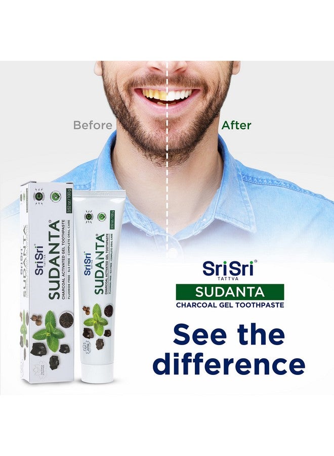 Ri Sri Tattva Sudanta Activated Charcoal Toothpaste Gel For Teeth Whitening Healthy Gums And Fresh Breath All Natural Fluoride Free Toothpaste For Oral Care Without Causing Sensitivity (100G)