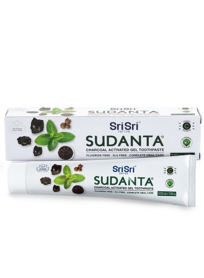 Ri Sri Tattva Sudanta Activated Charcoal Toothpaste Gel For Teeth Whitening Healthy Gums And Fresh Breath All Natural Fluoride Free Toothpaste For Oral Care Without Causing Sensitivity (100G)