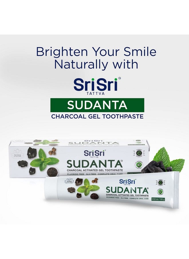 Ri Sri Tattva Sudanta Activated Charcoal Toothpaste Gel For Teeth Whitening Healthy Gums And Fresh Breath All Natural Fluoride Free Toothpaste For Oral Care Without Causing Sensitivity (100G)