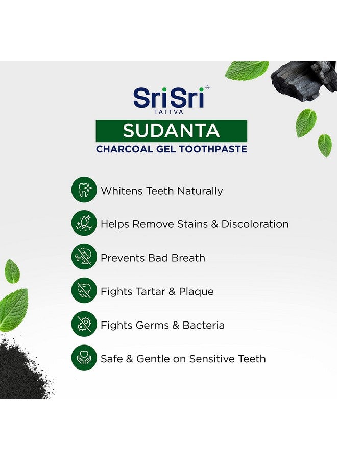 Ri Sri Tattva Sudanta Activated Charcoal Toothpaste Gel For Teeth Whitening Healthy Gums And Fresh Breath All Natural Fluoride Free Toothpaste For Oral Care Without Causing Sensitivity (100G)