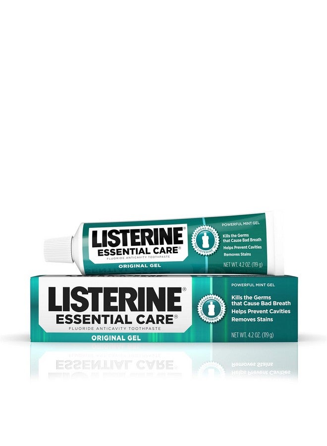 Isterine Essential Care Original Gel Fluoride Toothpaste Prevents Bad Breath And Cavities Powerful Mint Flavor For Fresh Oral Care 4.2 Oz