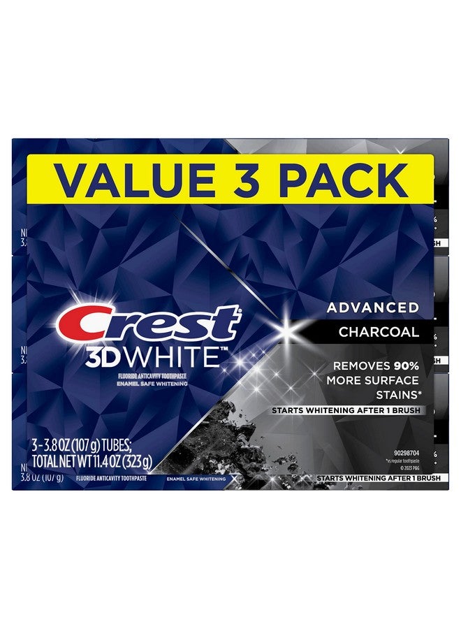 Rest 3D White Charcoal Teeth Whitening Toothpaste 3.8 Oz Pack Of 3