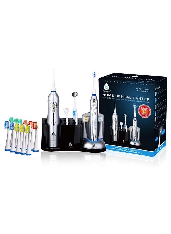 Ursonic S625 Rechargeable Sonic Toothbrush And Rechargeable Water Flosser With 12 Brush Heads