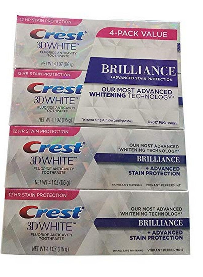 Rest 3D White Brilliance Toothpaste Vibrant Peppermint 4.1 Oz (Pack Of 4)