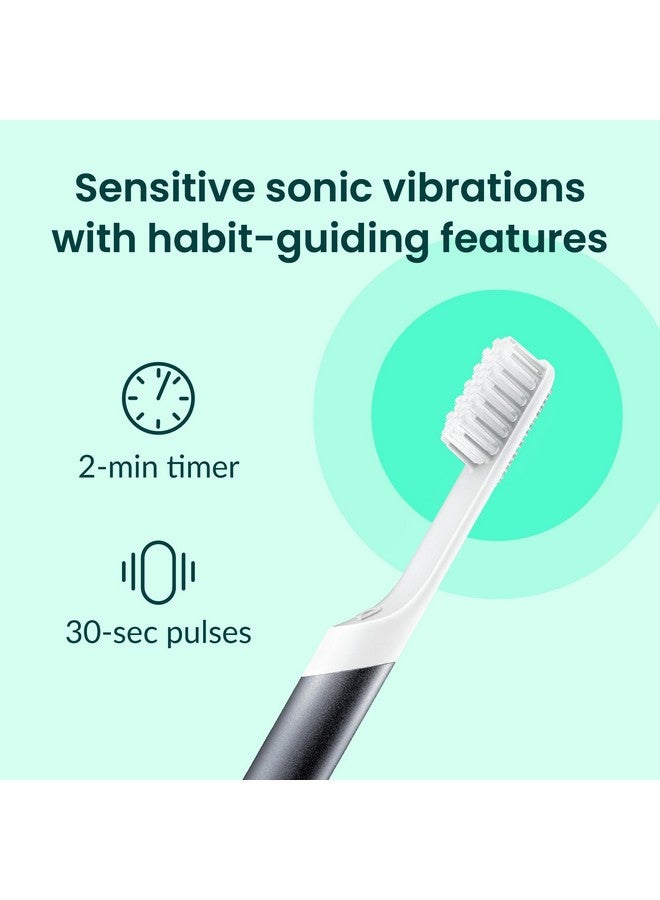 Uip Adult Electric Toothbrush Sonic Toothbrush With Travel Cover & Mirror Mount Soft Bristles Timer And Metal Handle Slate