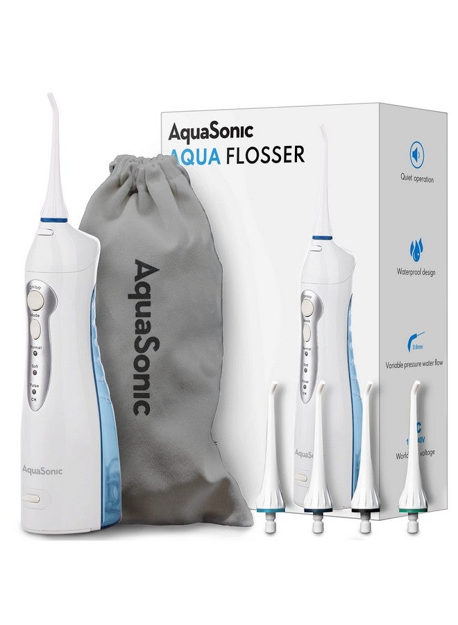 Quasonic Aqua Flosser Professional Rechargeable Water Flosser With 4 Tips Oral Irrigator W/ 3 Modes Portable & Cordless Flosser Kids And Braces Dentist Recommended