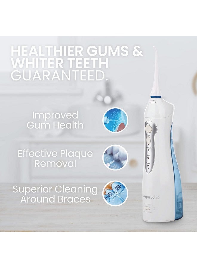 Quasonic Aqua Flosser Professional Rechargeable Water Flosser With 4 Tips Oral Irrigator W/ 3 Modes Portable & Cordless Flosser Kids And Braces Dentist Recommended